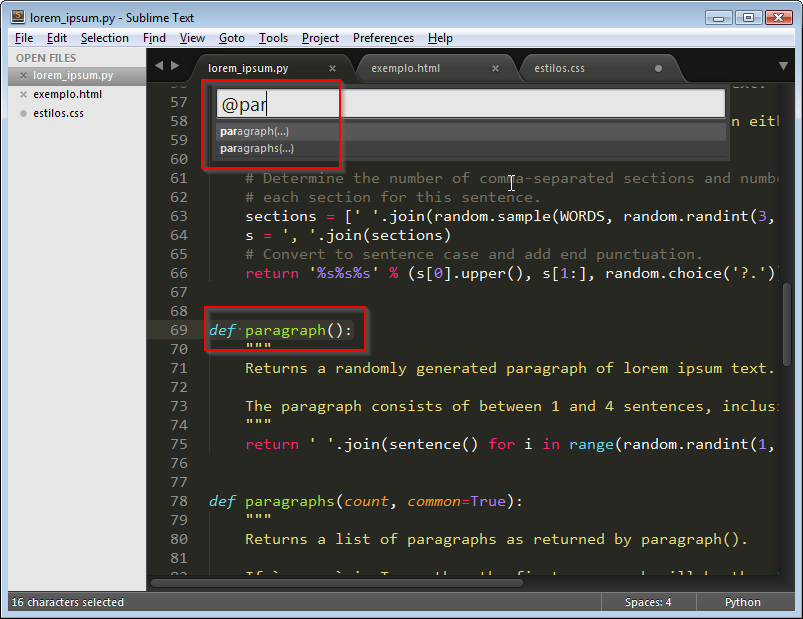Busca por símbolo no Goto Anything