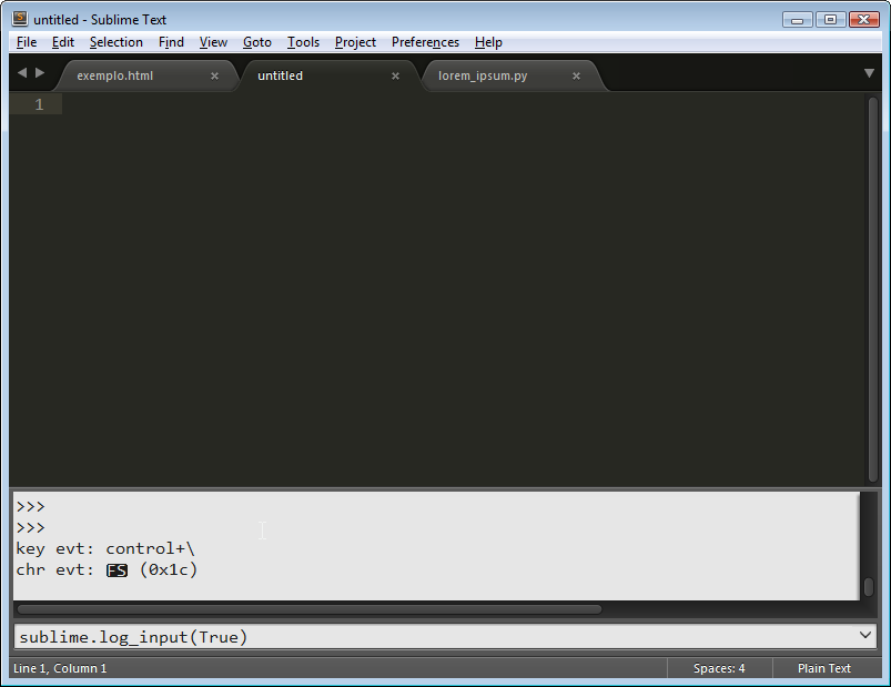 Habilitando o log de eventos do |ST| e verificando evento da tecla de atalho Ctrl+] no teclado ABNT2