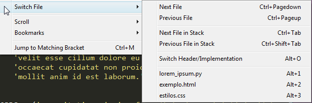 Menu Goto | Switch File