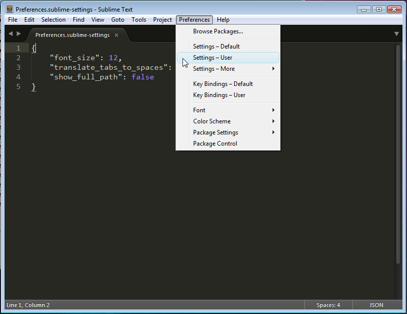 Arquivo de configuração do usuário